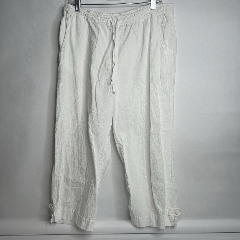 Appleseed's White 100% Cotton Stretch Cropped Pants Med Coastal Beach Minimalist